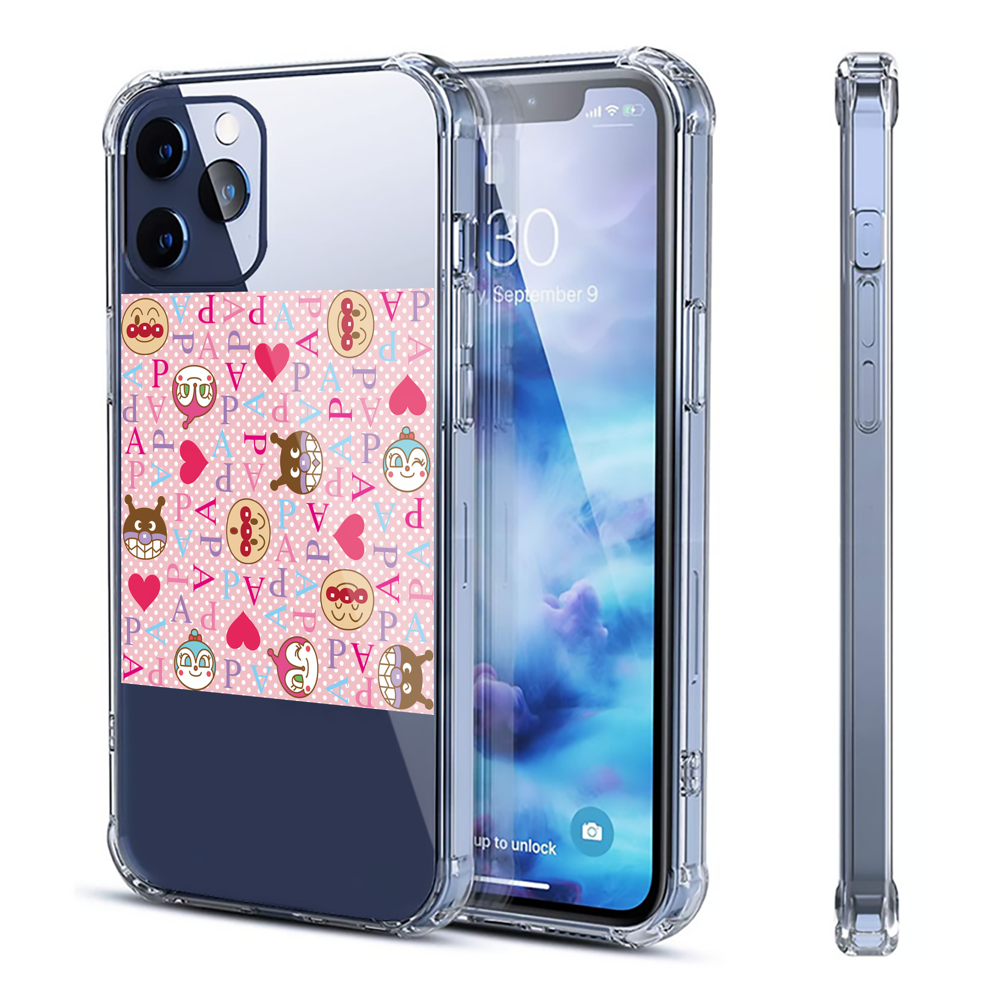 （画像用） アンパンマン Anpanman 【iPhone 12シリーズ対応】透明スマホケース（クリアソフトケース）